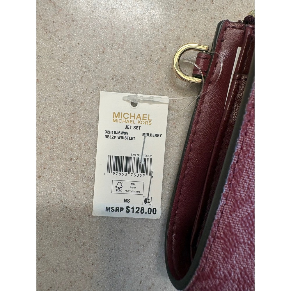 Michael Kors Jet Set Double Zip Wristlet Wallet Mulberry MK Logo NWT - Picture 11 of 11